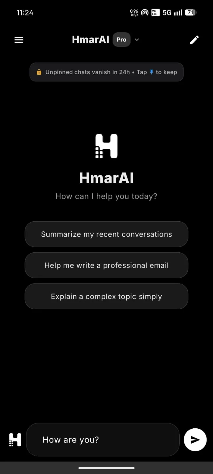 HmarAI home with suggestions